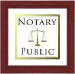 Notary+Public+Scales+Sign+with+Brown+Wooden+Frame+